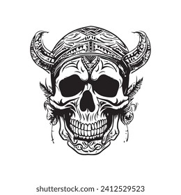Diseño de imagen vectorial de cráneo tribal.
