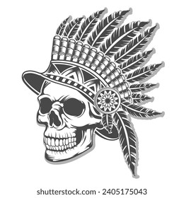 Tribal Skull with wonder full hat vector design