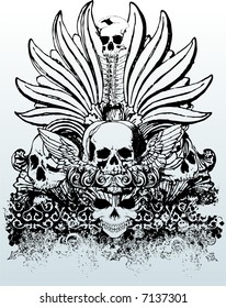 Tribal skulls vector illustration
