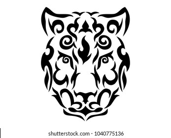 Tribal snow leopard illustration