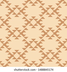 Tribal Southwestern Native American Navajo Seamless Pattern. Ethnic Fashion Aztec Ornament, Abstract Geometric Handmade Print For Textile And Surface Design, Package, Wallpaper, Wrapping Paper