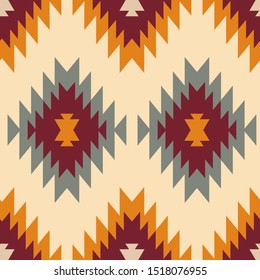 Tribal southwestern native american navajo seamless pattern. Ethnic fashion aztec ornament, abstract geometric handmade print for textile and surface design, package, wallpaper, wrapping paper
