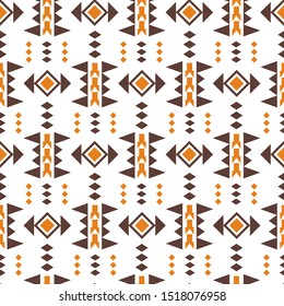 Tribal Southwestern Native American Navajo Seamless Pattern. Ethnic Fashion Aztec Ornament, Abstract Geometric Handmade Print For Textile And Surface Design, Package, Wallpaper, Wrapping Paper