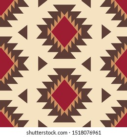 Tribal southwestern native american navajo seamless pattern. Ethnic fashion aztec ornament, abstract geometric handmade print for textile and surface design, package, wallpaper, wrapping paper