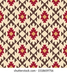 Tribal southwestern native american navajo seamless pattern. Ethnic fashion aztec ornament, abstract geometric handmade print for textile and surface design, package, wallpaper, wrapping paper