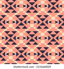 Tribal Southwestern Native American Navajo Seamless Pattern. Ethnic Fashion Aztec Ornament, Abstract Geometric Handmade Print For Textile And Surface Design, Package, Wallpaper, Wrapping Paper