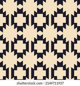 Tribal Southwestern Native American Navajo Seamless Pattern. Ethnic Fashion Aztec Ornament, Abstract Geometric Handmade Print For Textile And Surface Design, Package, Wallpaper, Wrapping Paper