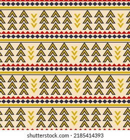 Tribal Southwestern Native American Navajo Seamless Pattern. Ethnic Fashion Aztec Ornament, Abstract Geometric Handmade Print For Textile And Surface Design, Package, Wallpaper, Wrapping Paper