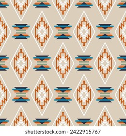 Tribal southwestern native american navajo seamless pattern. Ethnic fashion aztec ornament, abstract geometric handmade print for textile and surface design, package, wallpaper, wrapping paper