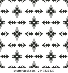Tribal southwestern seamless pattern. Native American Folk Navajo background. Ethnic fashion Aztec ornament, abstract geometric handmade print for blankets, textile, wallpaper