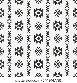 Tribal southwestern seamless pattern. Native American Folk Navajo background. Ethnic fashion Aztec ornament, abstract geometric handmade print for blankets, textile, wallpaper