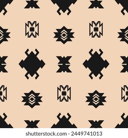 Nahtloses Muster in Südwest. Indianisches Folk Navajo Hintergrund. Ethnische Mode Aztekisches Ornament, abstrakter geometrischer Handdruck für Decken, Textil, Bildschirmhintergrund