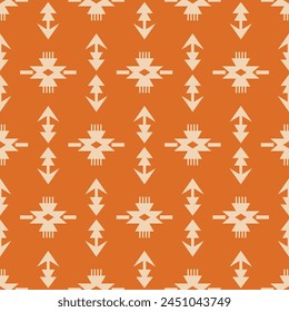 Tribal southwestern seamless pattern. Native American folk Navajo background. Ethnic fashion Aztec ornament, abstract geometric handmade print for blankets, textile, wallpaper