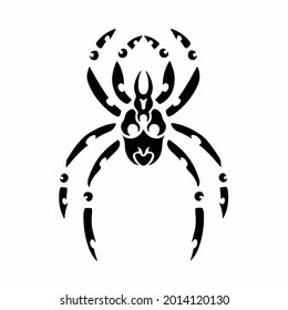 Tribal Spider Head Logo. Tattoo Design. Stencil Vector Illustration