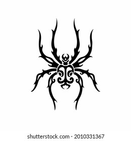 Tribal Spider Logo. Tattoo Design. Stencil Vector Illustration.