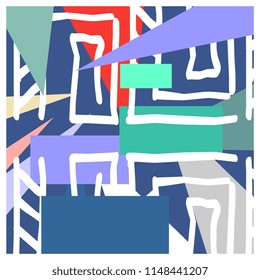 Tribal square background colorful pattern for scarf and hijab textile print