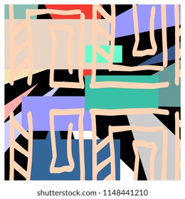 Tribal square background colorful pattern for scarf and hijab textile print