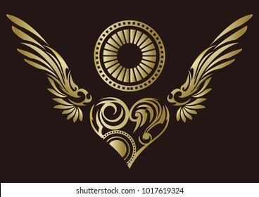 Tribal sticker design.
Heart and wings. Design of angel wings and hearts.
