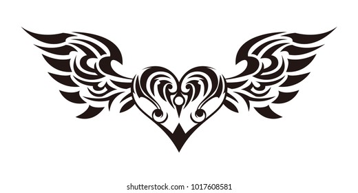 Tribal. Tribal sticker.
Heart and wings. Design of angel wings and hearts.
Tribal design.