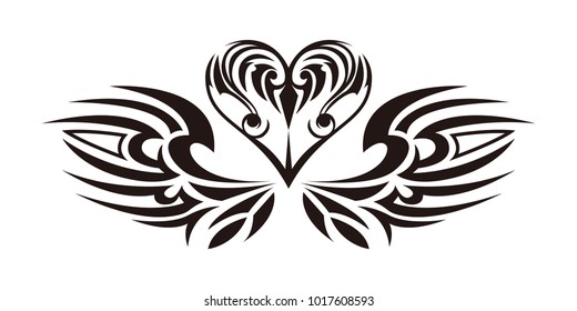 Tribal. Tribal sticker.
Heart and wings. Design of angel wings and hearts.
Tribal design.