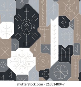 Tribal stone sign. Seamless pattern