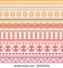 Tribal striped pattern. Geometric aztec background. Can be used in fabric design for making of clothes, accessories; creating decorative paper, wrapping, envelope; in web design, etc.