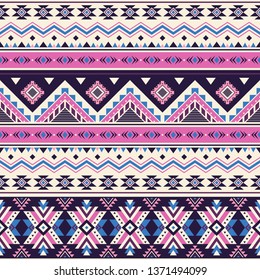 Tribal striped seamless pattern. Aztec geometric vector background. Can be used in textile design, web design for making of clothes, accessories, decorative paper, wrapping, envelope; backpacks, etc.