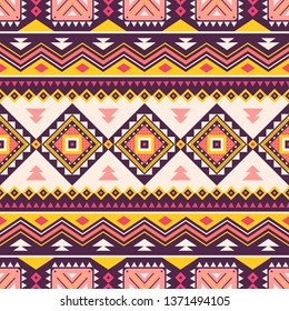Tribal striped seamless pattern. Aztec geometric vector background. Can be used in textile design, web design for making of clothes, accessories, decorative paper, wrapping, envelope; backpacks, etc.