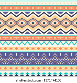 Tribal striped seamless pattern. Aztec geometric vector background. Can be used in textile design, web design for making of clothes, accessories, decorative paper, wrapping, envelope; backpacks, etc.