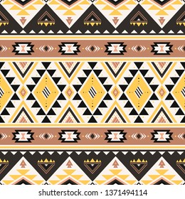 Tribal striped seamless pattern. Aztec geometric vector background. Can be used in textile design, web design for making of clothes, accessories, decorative paper, wrapping, envelope; backpacks, etc.