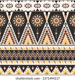 Tribal striped seamless pattern. Aztec geometric vector background. Can be used in textile design, web design for making of clothes, accessories, decorative paper, wrapping, envelope; backpacks, etc.