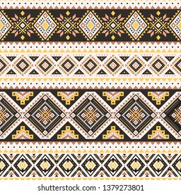 Tribal striped seamless pattern. Aztec geometric vector background. Can be used in textile design, web design for making of clothes, accessories, decorative paper, wrapping, envelope; backpacks, etc.
