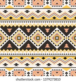 Tribal striped seamless pattern. Aztec geometric vector background. Can be used in textile design, web design for making of clothes, accessories, decorative paper, wrapping, envelope; backpacks, etc.