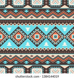 Tribal striped seamless pattern. Aztec geometric vector background. Can be used in textile design, web design for making of clothes, accessories, decorative paper, wrapping, envelope; backpacks, etc.