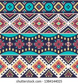 Tribal striped seamless pattern. Aztec geometric vector background. Can be used in textile design, web design for making of clothes, accessories, decorative paper, wrapping, envelope; backpacks, etc.