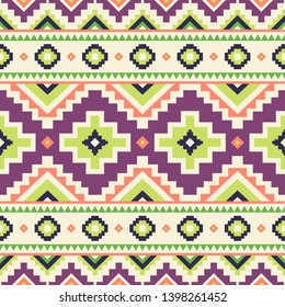 Tribal striped seamless pattern. Aztec geometric vector background. Can be used in textile design, web design for making of clothes, accessories, decorative paper, wrapping, envelope; backpacks, etc.