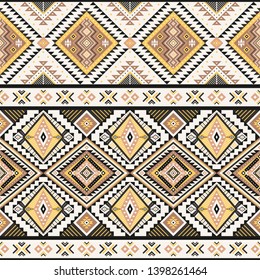 Tribal striped seamless pattern. Aztec geometric vector background. Can be used in textile design, web design for making of clothes, accessories, decorative paper, wrapping, envelope; backpacks, etc.