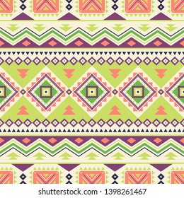 Tribal striped seamless pattern. Aztec geometric vector background. Can be used in textile design, web design for making of clothes, accessories, decorative paper, wrapping, envelope; backpacks, etc.