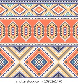 Tribal striped seamless pattern. Aztec geometric vector background. Can be used in textile design, web design for making of clothes, accessories, decorative paper, wrapping, envelope; backpacks, etc.