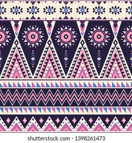 Tribal striped seamless pattern. Aztec geometric vector background. Can be used in textile design, web design for making of clothes, accessories, decorative paper, wrapping, envelope; backpacks, etc.