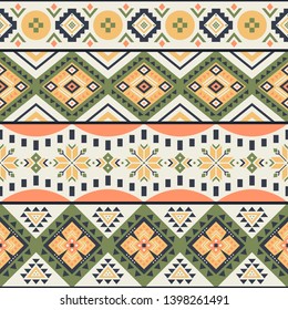 Tribal striped seamless pattern. Aztec geometric vector background. Can be used in textile design, web design for making of clothes, accessories, decorative paper, wrapping, envelope; backpacks, etc.