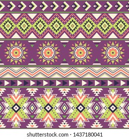 Tribal striped seamless pattern. Aztec geometric vector background. Can be used in textile design, web design for making of clothes, accessories, decorative paper, wrapping, envelope; backpacks, etc.