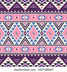 Tribal striped seamless pattern. Aztec geometric vector background. Can be used in textile design, web design for making of clothes, accessories, decorative paper, wrapping, envelope; backpacks, etc.