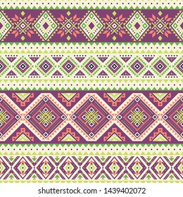 Tribal striped seamless pattern. Aztec geometric vector background. Can be used in textile design, web design for making of clothes, accessories, decorative paper, wrapping, envelope; backpacks, etc.