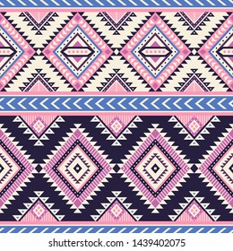 Tribal striped seamless pattern. Aztec geometric vector background. Can be used in textile design, web design for making of clothes, accessories, decorative paper, wrapping, envelope; backpacks, etc.