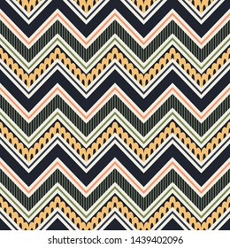 Tribal striped seamless pattern. Aztec geometric vector background. Can be used in textile design, web design for making of clothes, accessories, decorative paper, wrapping, envelope; backpacks, etc.