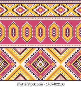 Tribal striped seamless pattern. Aztec geometric vector background. Can be used in textile design, web design for making of clothes, accessories, decorative paper, wrapping, envelope; backpacks, etc.