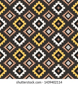 Tribal striped seamless pattern. Aztec geometric vector background. Can be used in textile design, web design for making of clothes, accessories, decorative paper, wrapping, envelope; backpacks, etc.