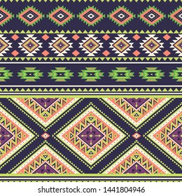 Tribal striped seamless pattern. Aztec geometric vector background. Can be used in textile design, web design for making of clothes, accessories, decorative paper, wrapping, envelope; backpacks, etc.