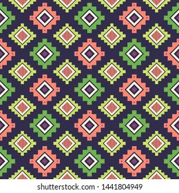 Tribal striped seamless pattern. Aztec geometric vector background. Can be used in textile design, web design for making of clothes, accessories, decorative paper, wrapping, envelope; backpacks, etc.